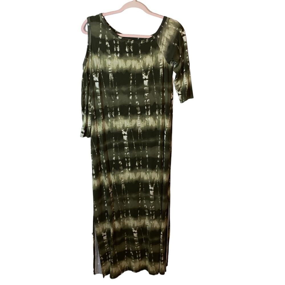 Cato Tie Dye Maxi Dress One Cold Shoulder Side Slit Boho Medium